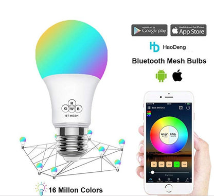 Light Bulb with Bluetooth connectivity displaying 16 million colors for versatile home illumination.