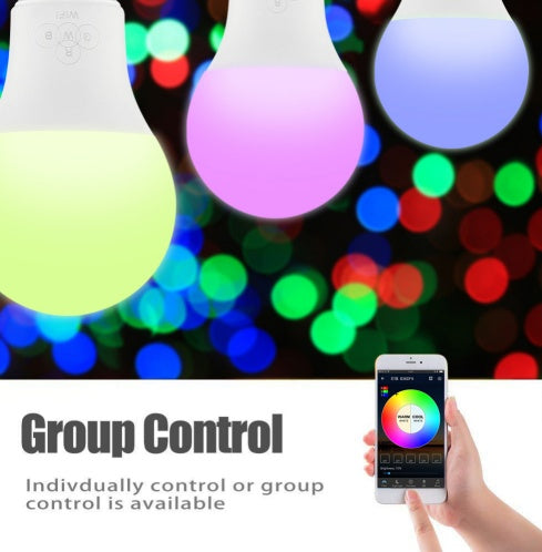 Light Bulb with group control feature shown on smartphone, demonstrating versatile energy-efficient home lighting.