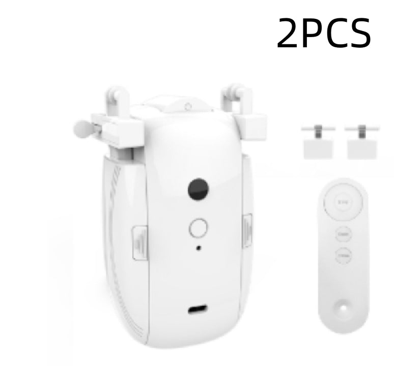 Smart Curtain Robot installation kit with remote control, featuring 2 pieces for automated curtain control.