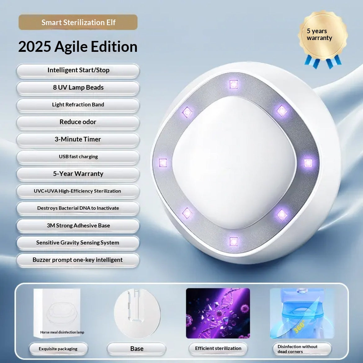 Smart Toilet Sterilization And Disinfection Gadget features UV lamp beads for effective sterilization in modern bathrooms.